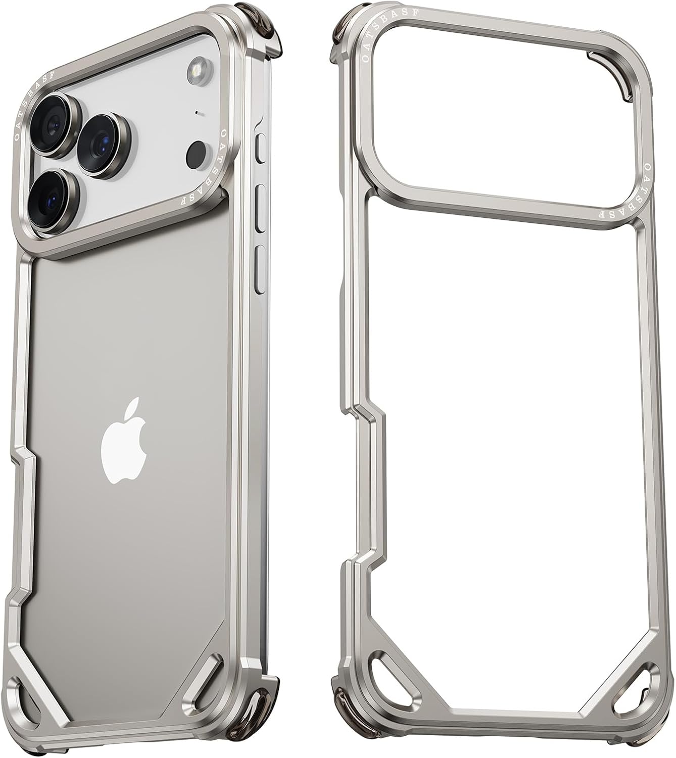 for iPhone 17 Pro Max Bumper Case,Aluminum Thin Slim No Back Design Phone Cases Compatible with MagSafe,Metal Frameless 4 Corner Airbag Shockproof Protective for iPhone 17 Promax Cover(Silver)