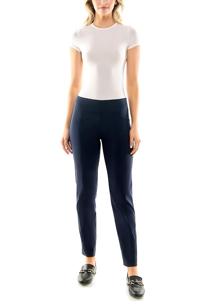 Zac Rachel Womens Millennium Fabric - Slim Leg Pull-On Pant Navy Blazer 10 PS
