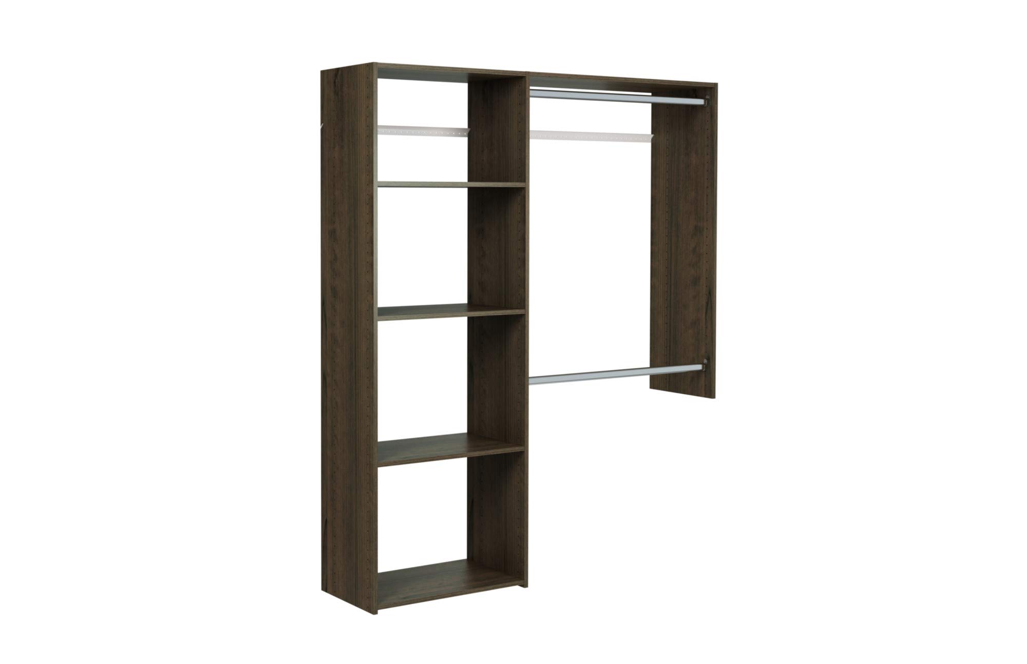 Easy Track OK7248-T 3'-5' W Deluxe Shelving Easy-to-Assemble Kit Closet Organizer, Truffle