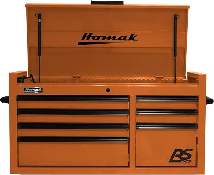 Homak RS Pro, 41in. RS PRO 7 DWR TOP Chest with Outlet-Orange, Width 40.5 in, Height 21.375 in, Color Orange, Model# OG02004173