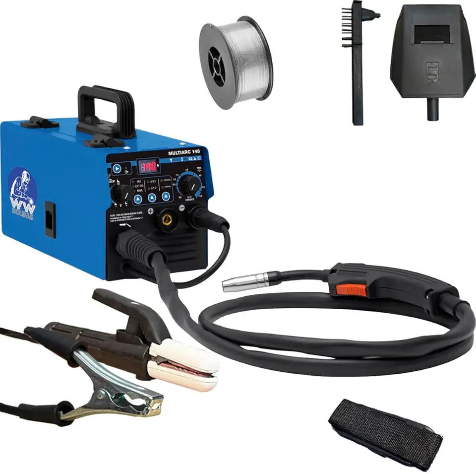 Máquina Inversora De Solda Multiprocesso 3 em 1 Multiarc 148, Solda mig sem gás, Tig lift e Eletrodo. Com Ajuste Sinérgico, Painel Digital e Proteção Térmica, 220V WWSoldas