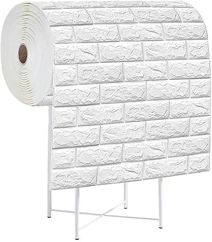 Paneles de pared 3D, impermeables, de grosor extra, papel tapiz autoadhesivo con textura sintética, color blanco para baño, sala de estar (color