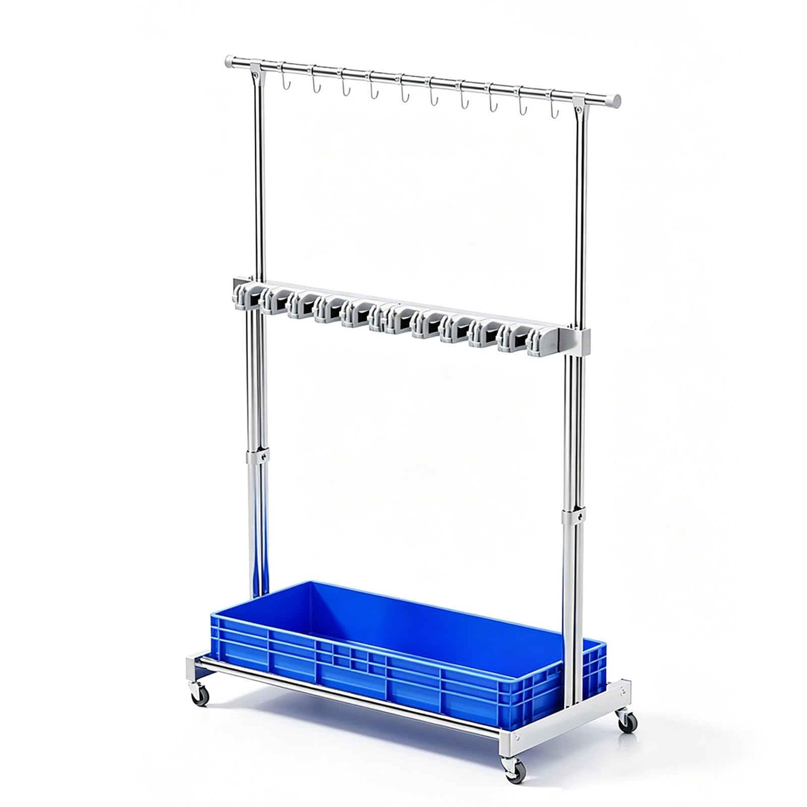 SARKEY Mobile Broom Mop Holder,Rolling Cleaning Tool Organizer Cart,Drip Tray,Solves The Problem Of Dripping Mops And Wet Floors,For Garage,Garden,Schools Hotels(97x50x185cm(38x20x73in))