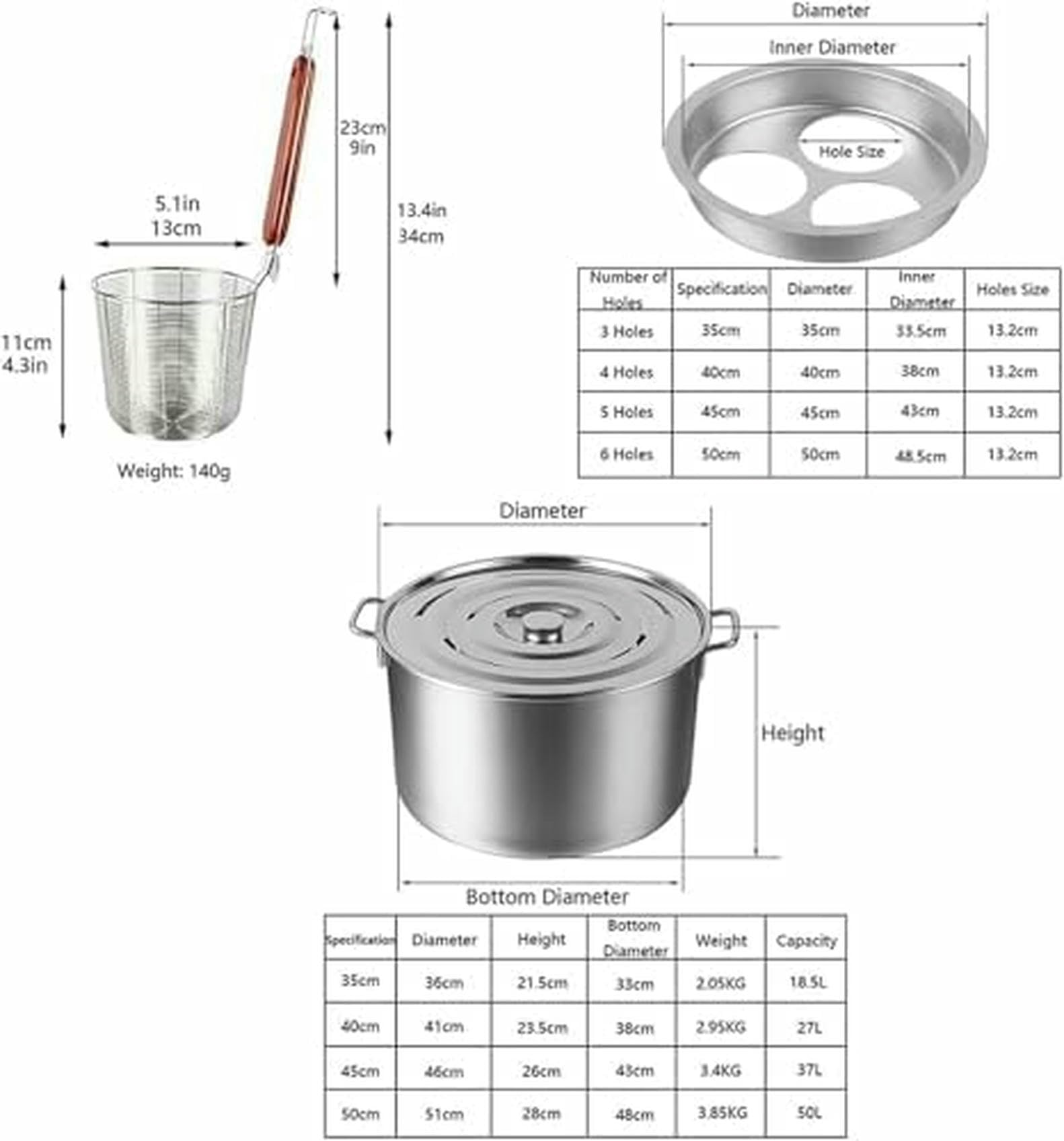 Pentola Multifunzionale per zuppa con colino, utensile per Cucinare la Pasta con cestelli per colino, pentole per Pasta in Acciaio Inox, Set di Inserti per cuocipasta, cuocipapa a Vapore~/