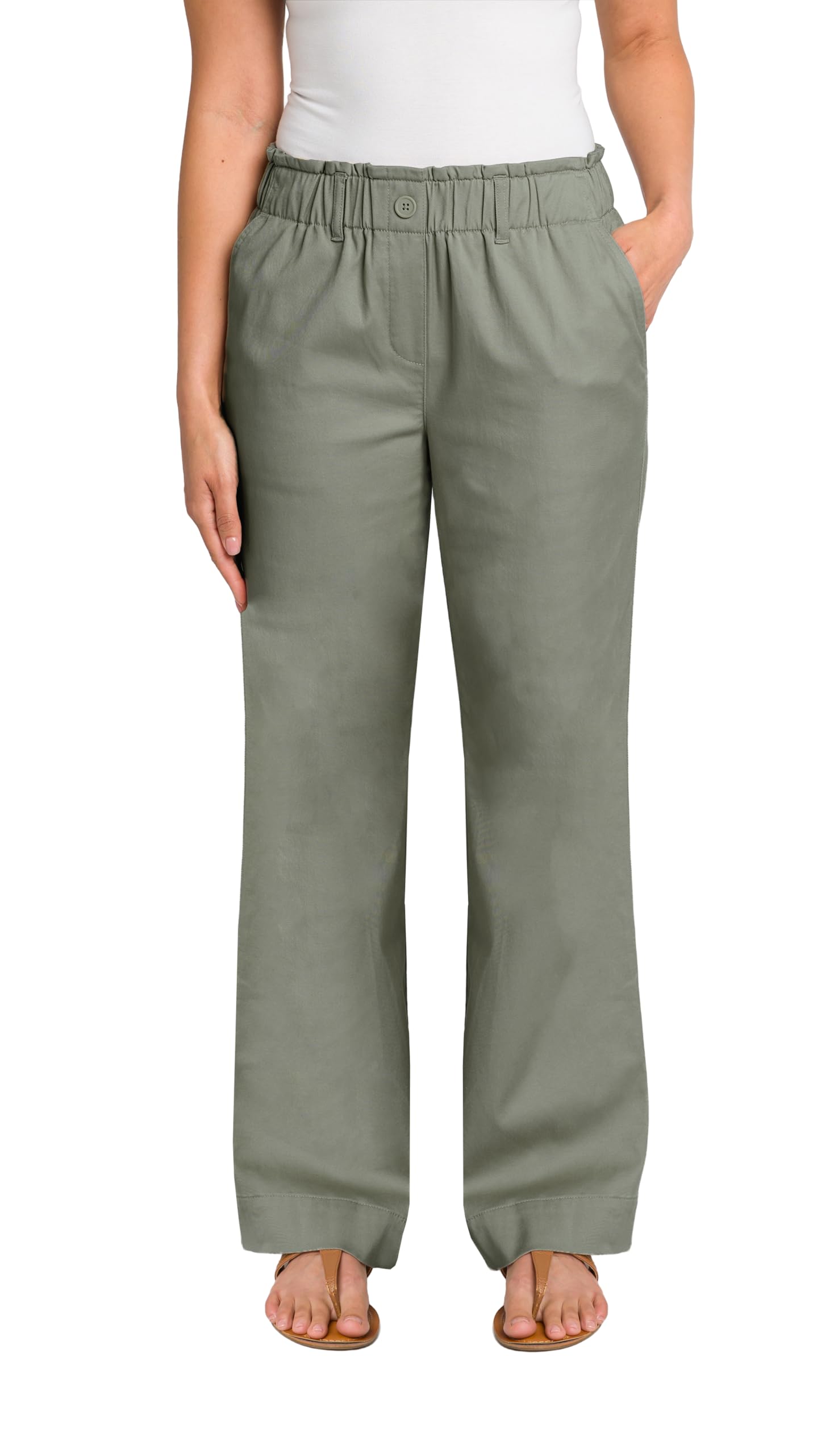 Briggs New York Womens Pull on Paperbag Wide Leg Pant