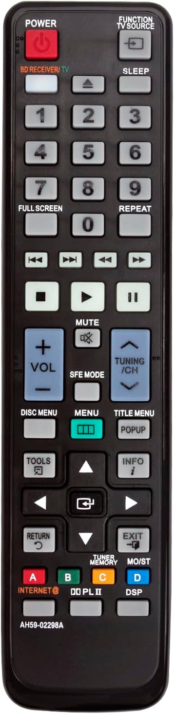 AH59-02298A Replaced Remote Control Compatible with Samsung Blu-ray DVD Home Theater System HTC5500 HTC5500/XAZ HTC5500/NWT HTC5500/SAH HTC5500/XAA HTC5500/XAC HTC5500/XAO HTC5500/XAX HTC5500/XCH