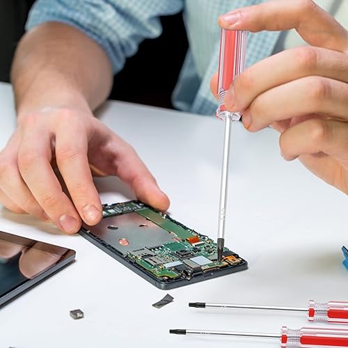 Miniatura 7 de Piutouyar Juego de 8 destornilladores magnéticos Torx - T8, T9, T10, T15 Torx destornilladores de seguridad, 0.118 in, 2.953 in de largo (rojo)