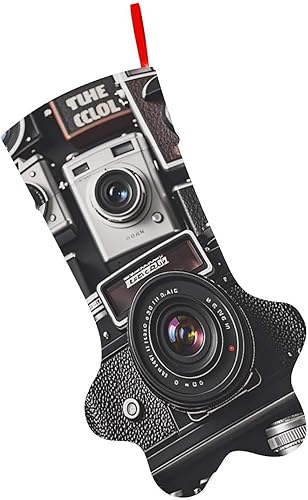 Retro Cool Camera Collection Medias de Navidad para mascotas, gran capacidad, forma de pata de gato, perro, medias de Navidad, decoraciones