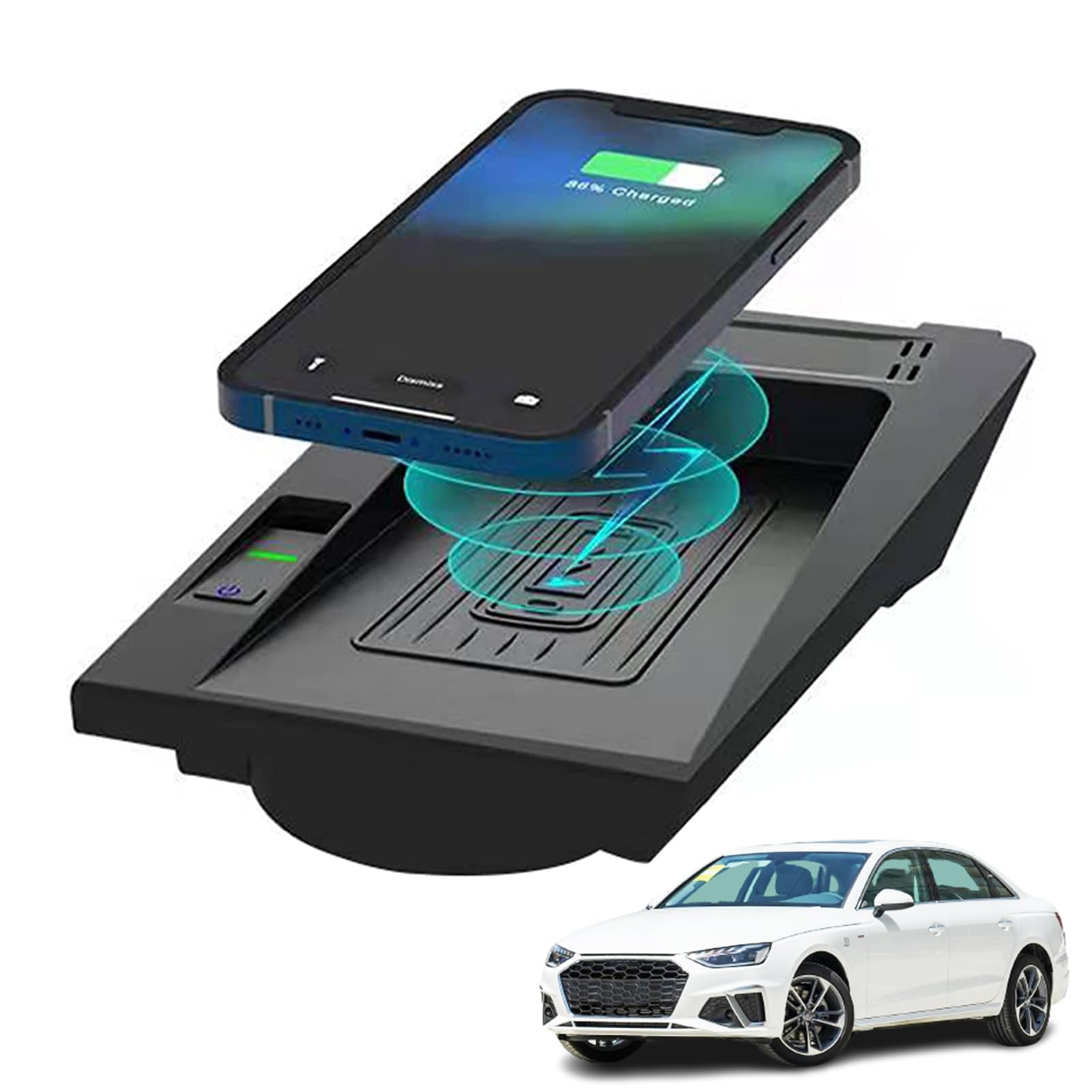Caricabatterie Wireless Per Auto per Audi A4/A5/S4/S5(2018-2021), Tappetino Di Ricarica Rapida Per Telefono Da 15W per Qualsiasi Telefono Cellulare Abilitato Qi