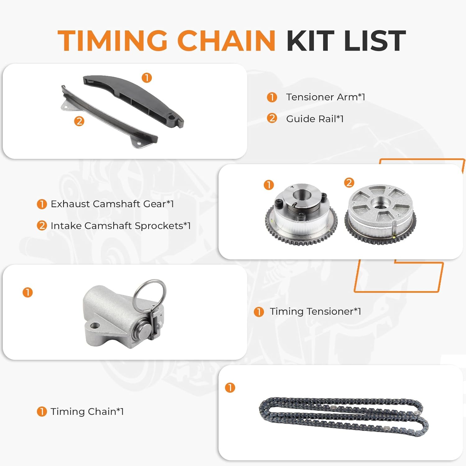 Autoexact 24350-2E700 Engine Timing Chain Kit w/VVT Camshaft Sprockets Intake & Exhaust Gear Fit for 2.0L 2017-2021 Hyundai Elantra Kona 2017-2025 Kia Forte Soul Seltos Replace 243212E010 24321-2E010