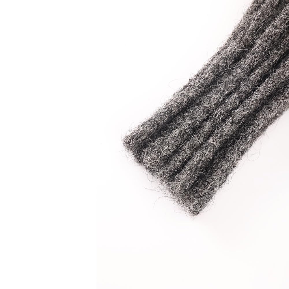 8 Inch Dreadlock Extensions Human Hair 30 Strands 100% Full Handmade Permanent Loc Extension Human Hair for Women/Men/Kids (Salt and pepper color, 8 Inch)