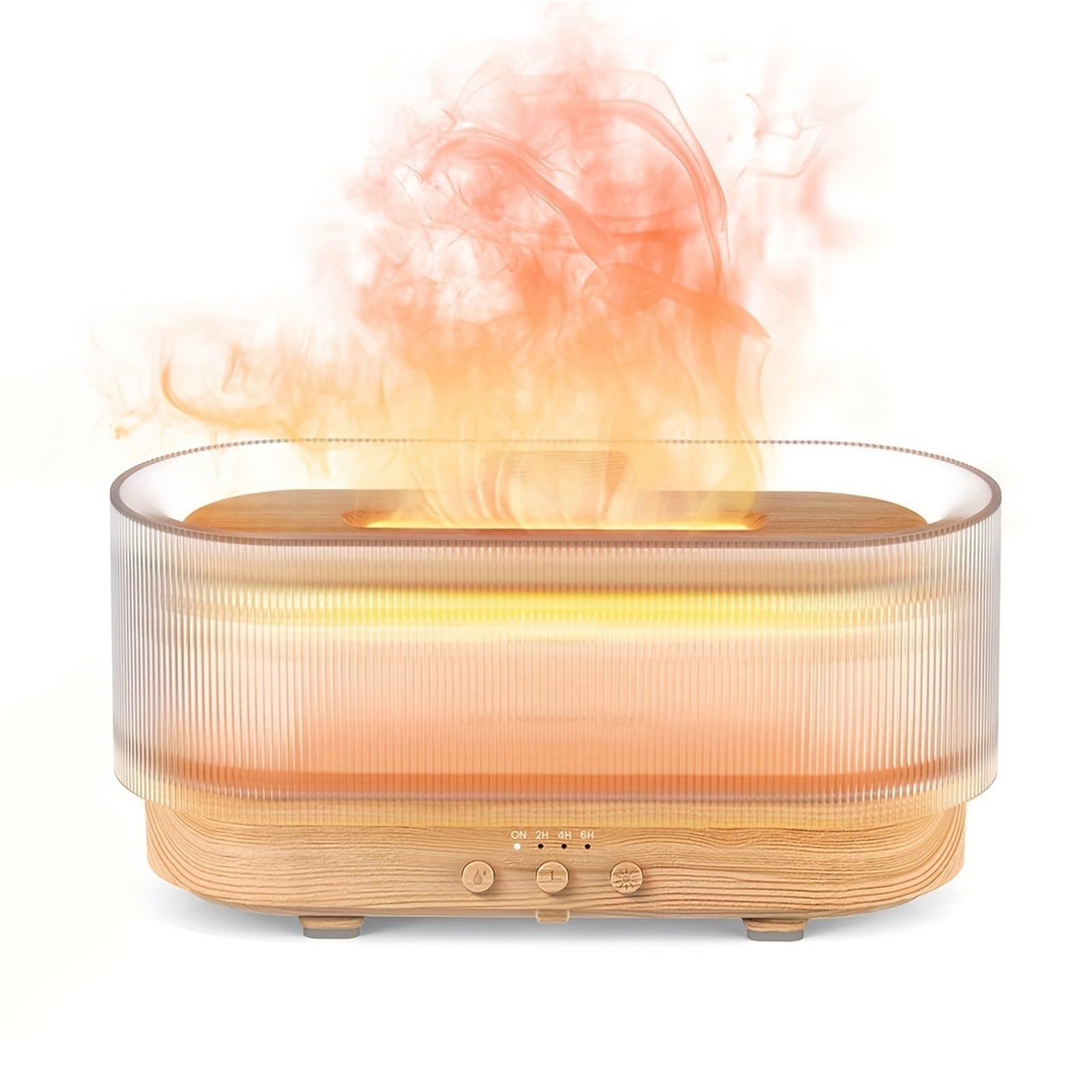 Humidificador, Humidificador con simulación de estado ánimo y luz llama, difusor aromaterapia,para hogar y oficina(Black)