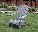 DARK GRAY-POLY LUMBER Folding Adirondack Chair with Rolled Seating Heavy Duty EVERLASTING Lifetime PolyTuf HDPE - MADE IN USA - AMISH CRAFTED