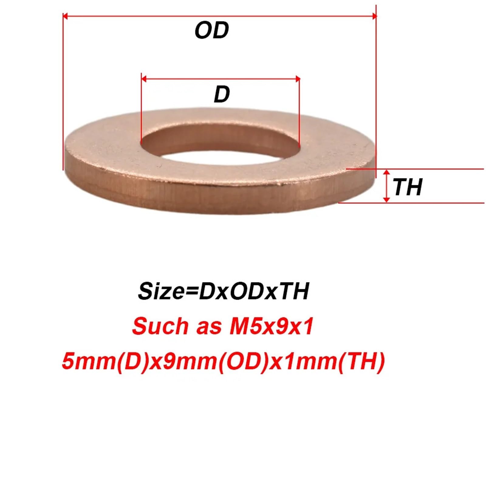 Arandelas de cobre puro sólido 200/280/300 Uds., tapones sumidero M5-M20 recocidos, espaciadores juntas sellado aceite, Kit planas for motocicleta Para Tornillos(M5-M20 (300Pcs))