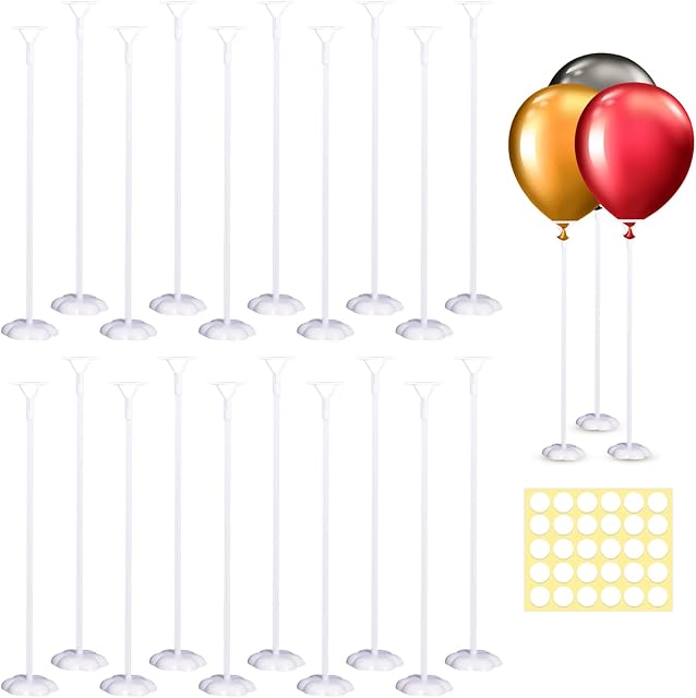 20 Sets Balloon Stand Holders Kit Reusable Balloon Holder Fastener Balloon Sticks Dining Table Balloon Stand Display Sets with Cup and Base for Festival Birthday Party Wedding Decorations