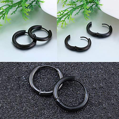 Image of 316L Surgical Stainless Steel Huggie Hoop Earrings 6mm 8mm 10mm 11mm 12mm 14mm Hypoallergenic Earrings Ring Cartilage Helix Lobes Hinge Sleep Earrings for Men Women