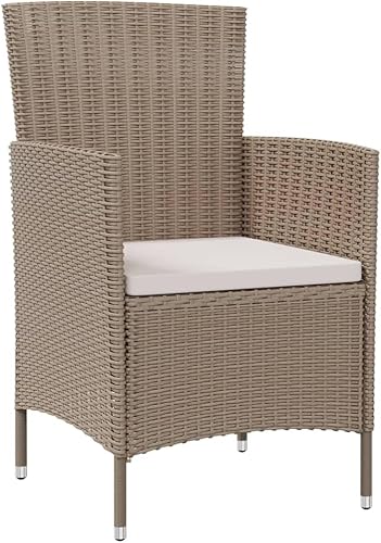 Miniatura 3 de Sillas para patio con cojines, 2 piezas de ratán de polietileno, color beige, sillas de patio trasero, sillas de jardín Sillas para Comedor silla de