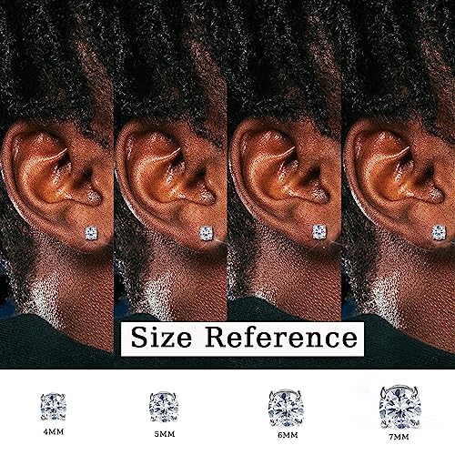 Jstyle 4-7MM Magnetic Earrings for Men Women Shiny Round Cubic Zirconia Stud Earrings for Non-Pierced Ears Hypoallergenic Stainless Steel Fake Earrings Not Easy to Fall off2