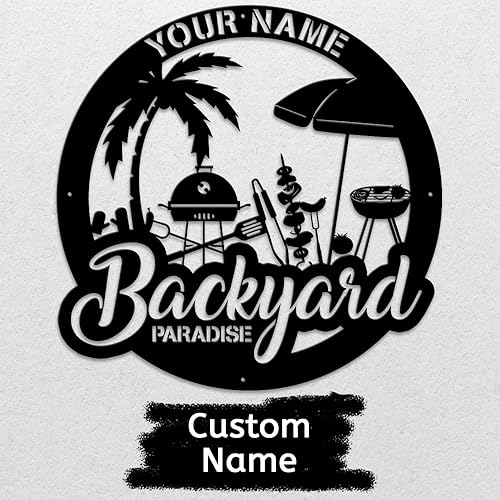 Miniatura 10 de MeMate Letrero de flamenco, decoración al aire libre, letrero de metal personalizado para patio trasero, letreros de nombre personalizados para