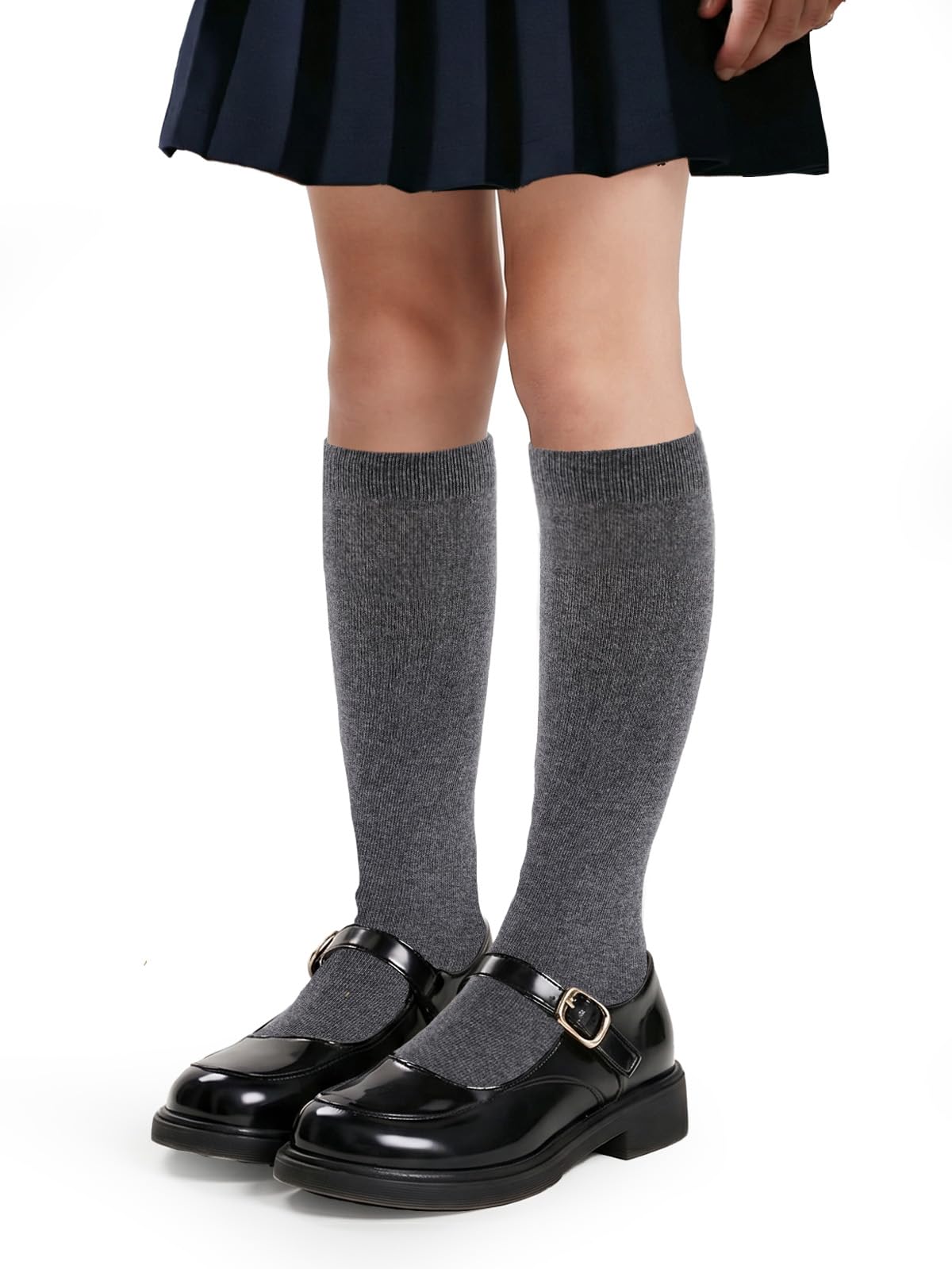 COTTON DAY Kids Girls Unisex School Knee High Socks Black White Navy 3 Pack