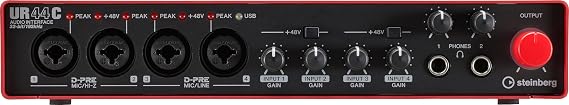 Steinberg UR44C 6x4 USB 3.0 واجهة صوتية مع Cubase AI و Cubasis LE ، أحمر