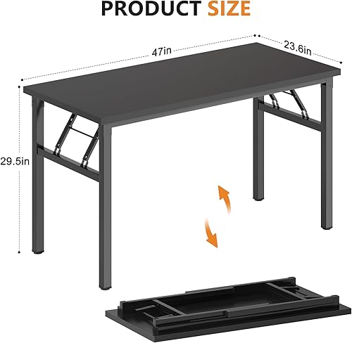 Miniatura 170 de DlandHome Escritorio plegable pequeño de 31.5 pulgadas, escritorio de computadora para oficina en casa, mesa plegable para espacios pequeños, no