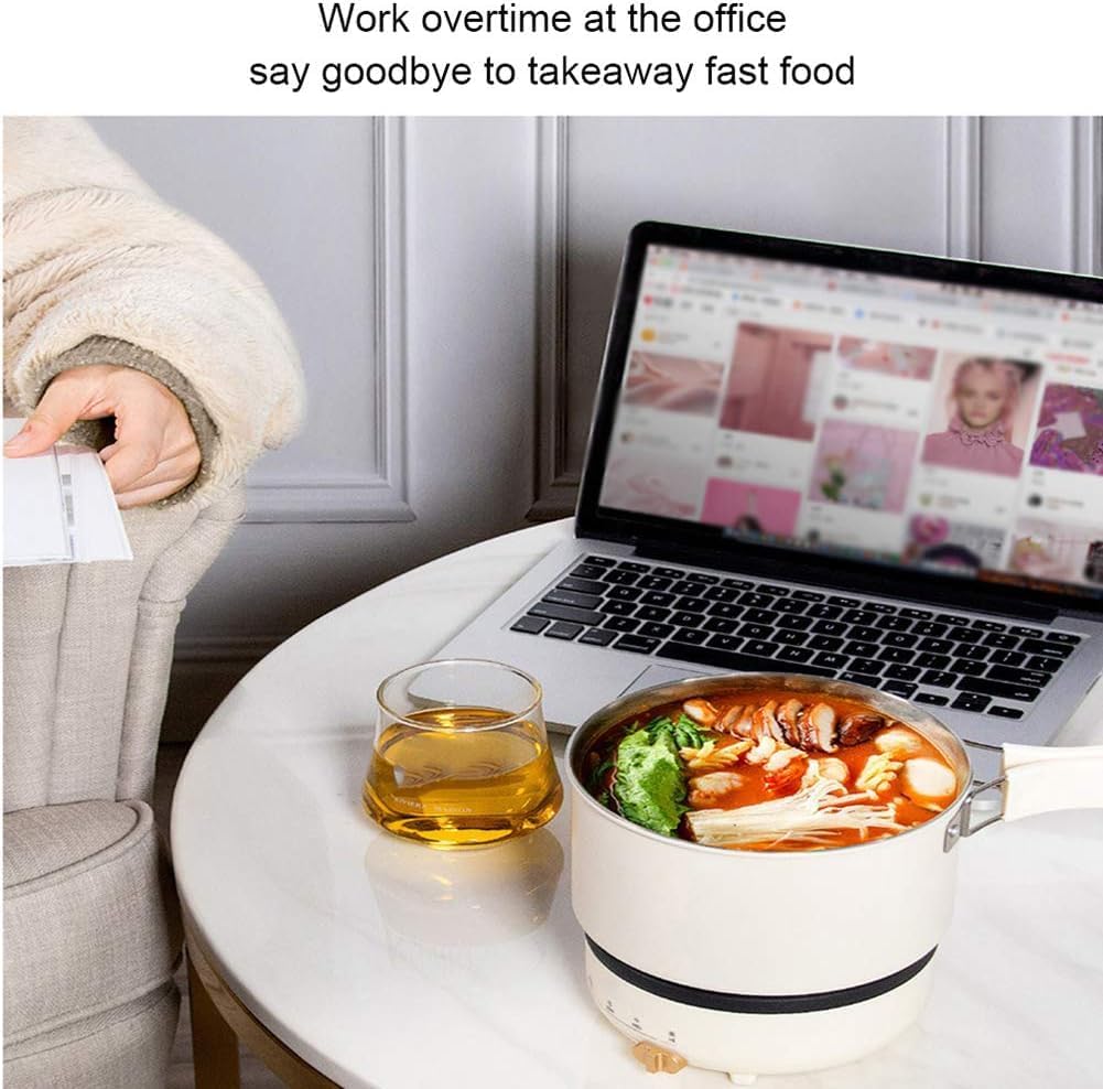 6-in-1 Multifunction Electric Skillet Mini Electric Cooker Hot Pot with Folding Handle, Heating Pan Decoct Fry Pan Cooking Fried Travel Induction Cookers Split Type Cooking Pot,Pink