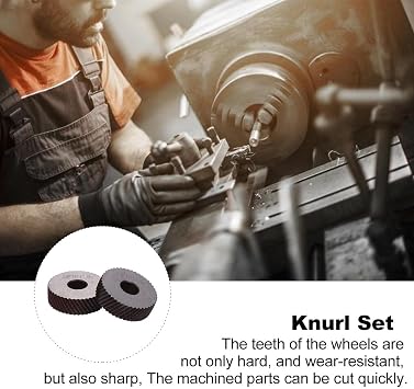 Dual Wheel Knurling Tool Set with 1.5mm Diagonal Steel Cutter Wheels, 2pcs Knurl Set for Lathe Metalworking and Precision Pattern Knurling Applications