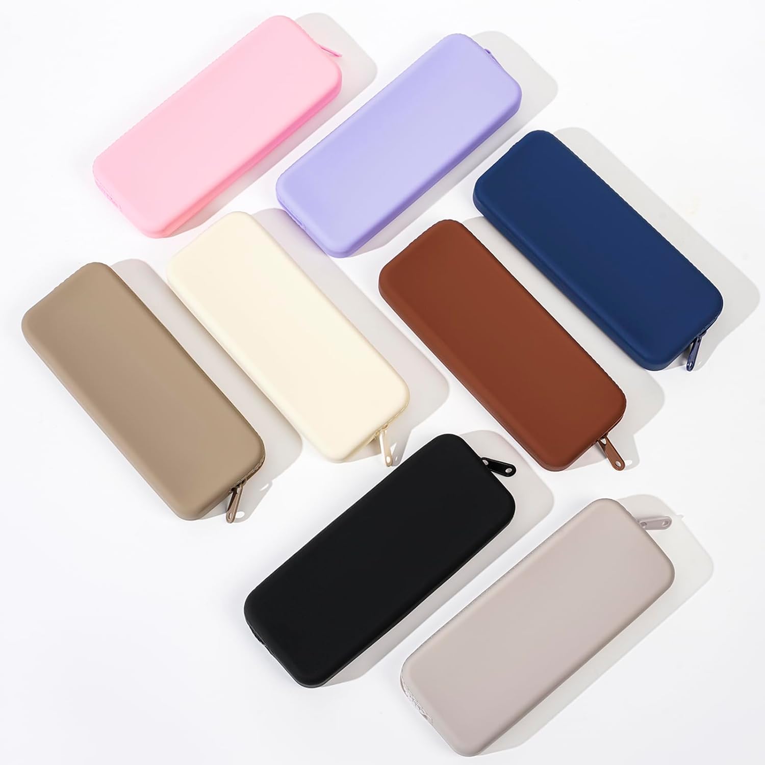 Silicone Makeup Brush Holder Travel Makeup Bag Soft Portable Brush Organizer, Large Travel Essentials Makeup Brush Case Zipper Pouch (Brown) - Image 6