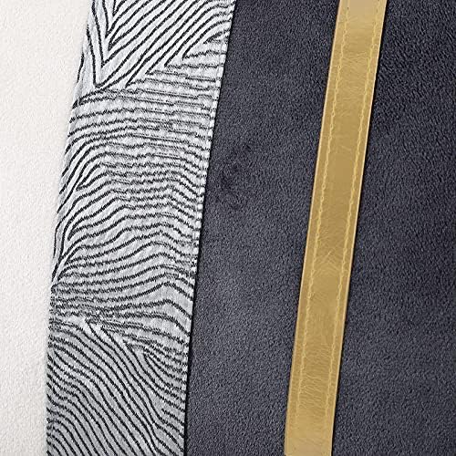 YAERTUN Pack of 2 Patchwork Velvet Square Decorative Throw Pillow Cover with Gold Striped Leather Cushion Cases Modern Luxury Pillowcases for Couch Sofa Bed 16x16 Inches Grey