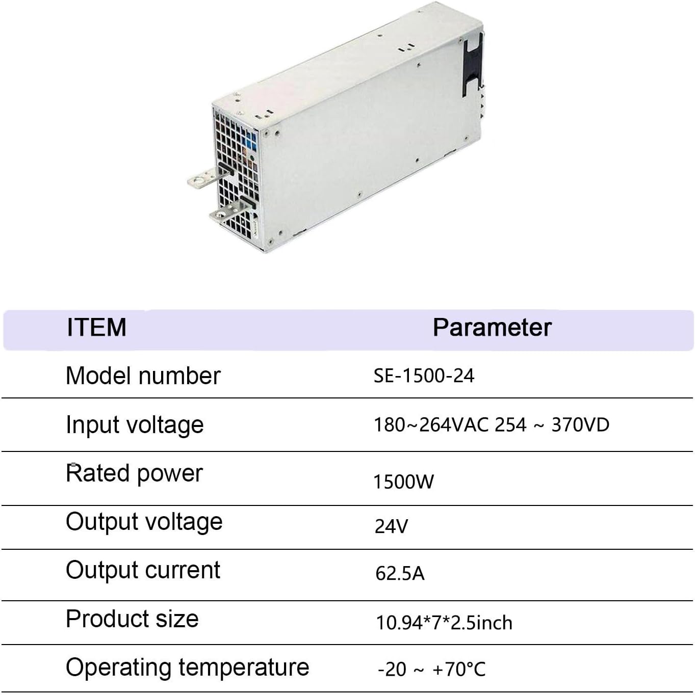 SE-1500-24 24V 62.5A 1500W Industrial High Current Power Supply - Reliable for Applications in Robotics, Automation, and Large-Scale Industrial Systems.