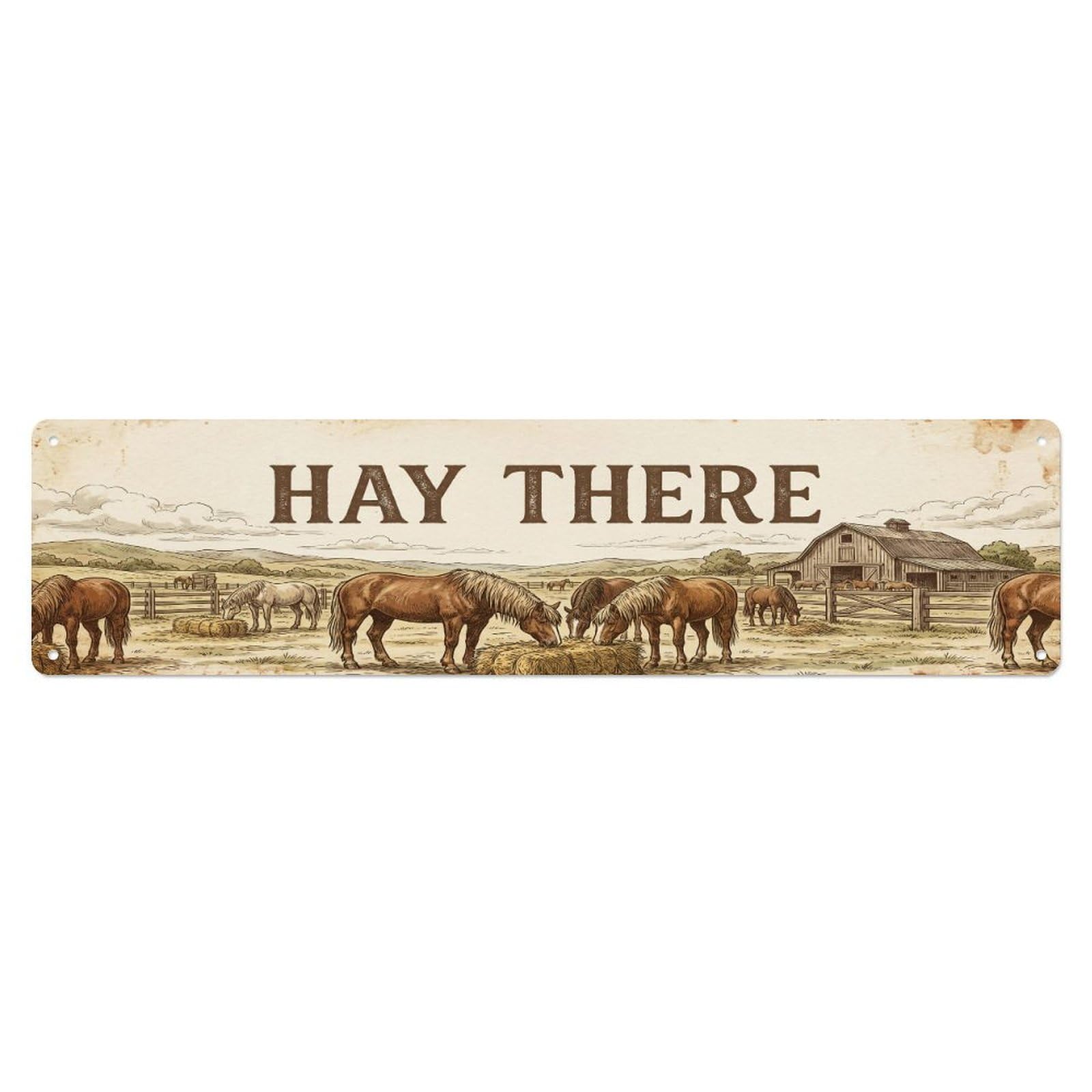 Okahys 4X16inch(10X40cm) Vintage Yard Hi Horse Farmhouse Funny Horse Backyard Farm Metal Tin Sign