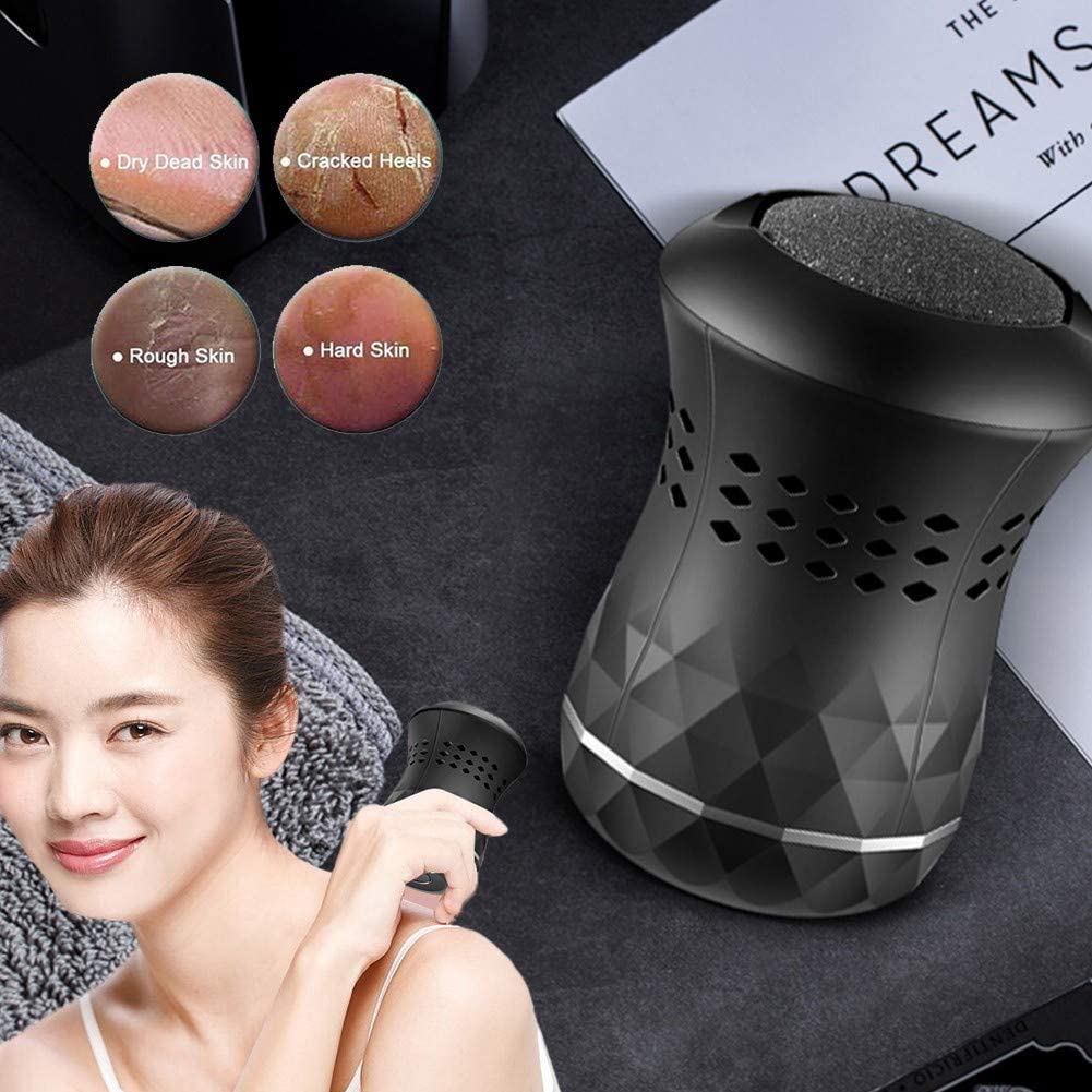 Removedor de callos eléctrico - Lima portátil para pies de piel muerta, amoladora de pies con carga USB con aspiradora, amoladora de pies de doble velocidad inalámbrica para talones agrietados, blanco