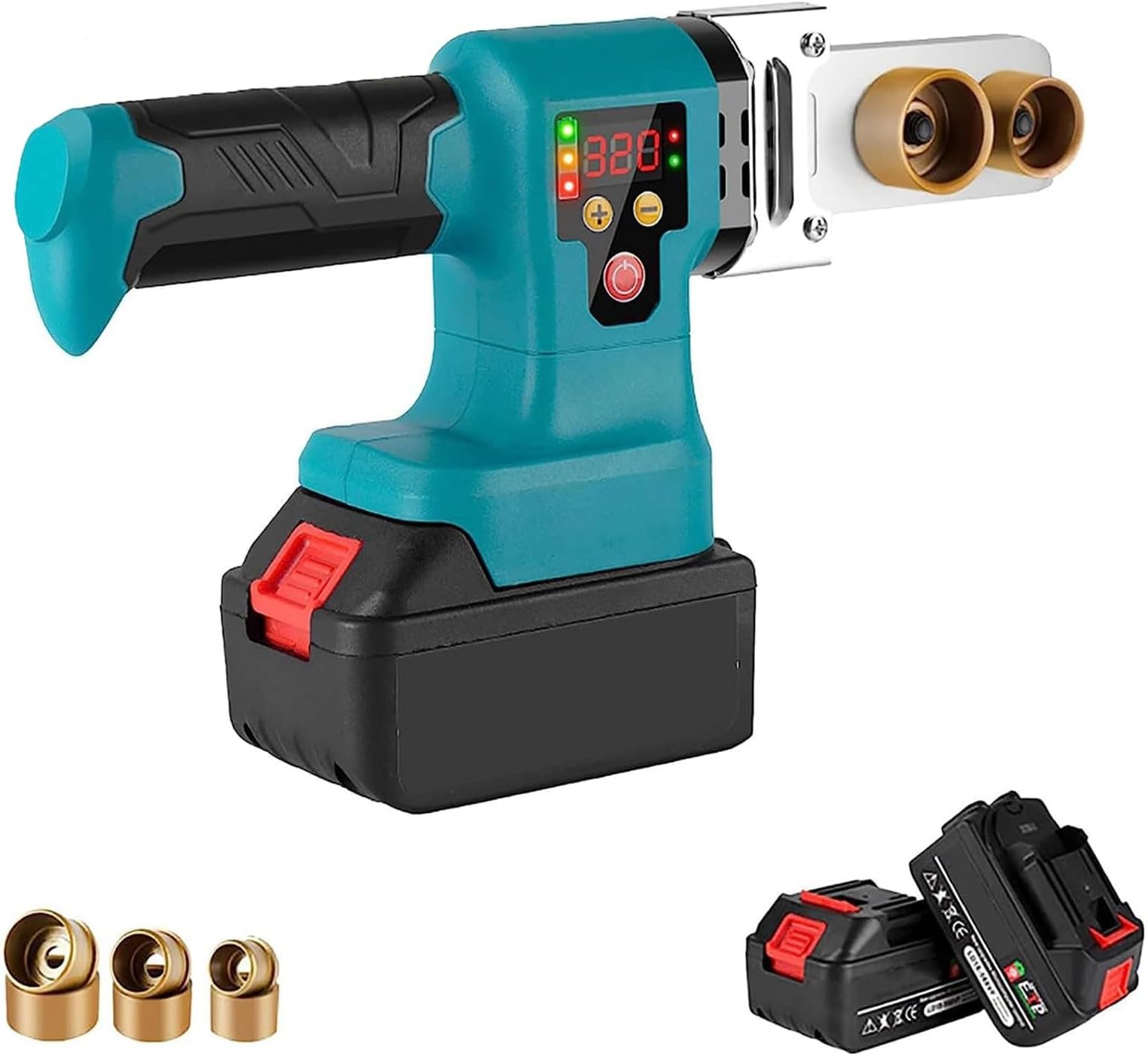Socket Welding Machine Plastic PPR Pipe,Plastic Pipe Ironing Welder,0-320°C Adjustable Plastic Pipe Welder With Two Quick Release Lithium Batteries, Rechargeable Ppr Pipe Welding Machine