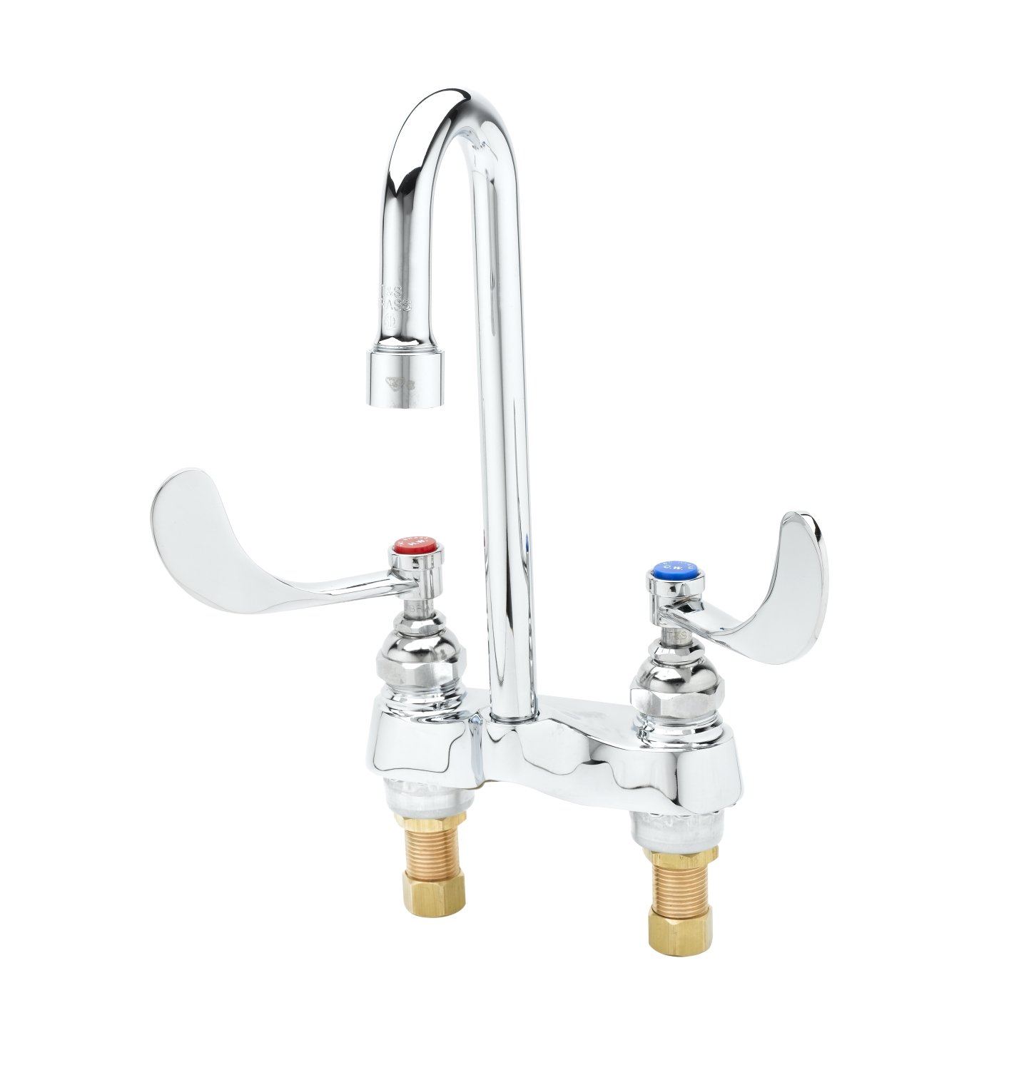 T&S Brass B-0892-VRS Medical Faucet, Deck Mount, Rigid Gooseneck, Aerator, Wrist Handles, Vandal Resistant