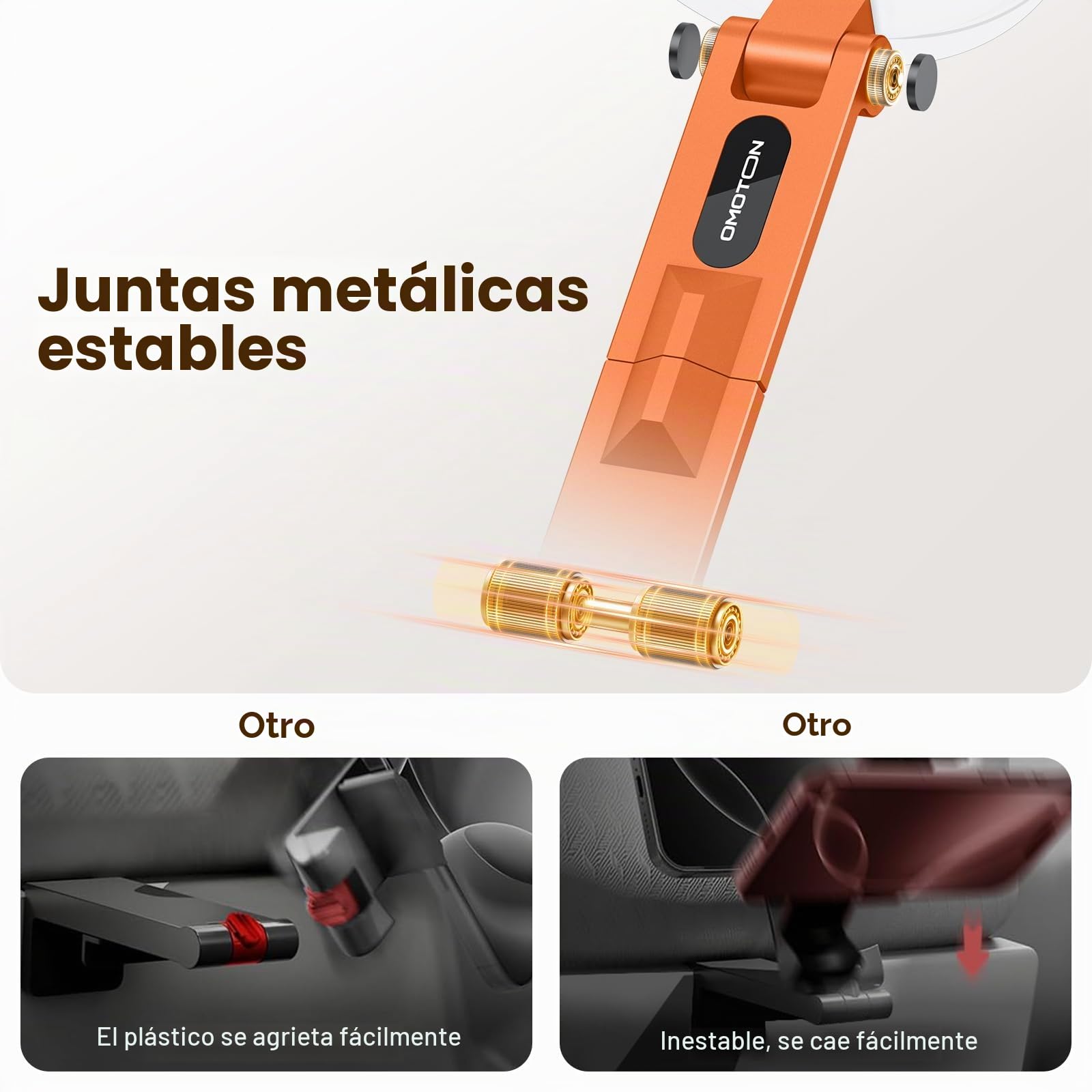 OMOTON TP02 Aluminio Trípode Magnético para Teléfono, Rotación 360° para Trípode con MagSafe, Soporte Ajustable 4 en 1 para iPhone 17/16/15/14 Pro MAX Air, Ideal para Gimnasio, Vlogs y Viaje, Naranja