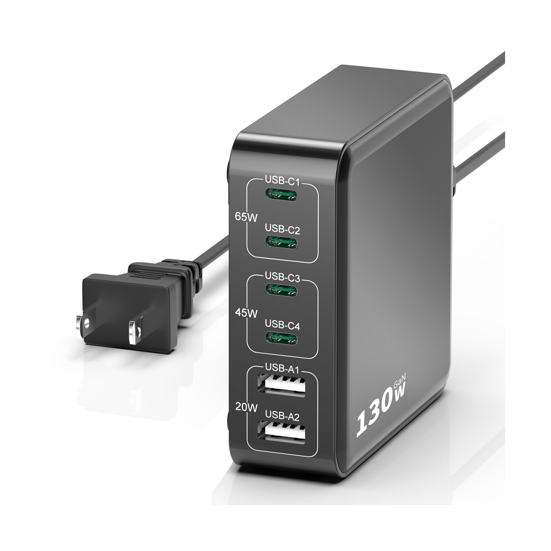 MSTJRY Charging Station for Multiple Devices : 130W 6 Port GaN Fast USB C Charger Station, Compact Multi Port PD 65W 45W Charger for MacBook Pro/Air/iPad iPhone 16 15/14/13/Pro Max/Galaxy