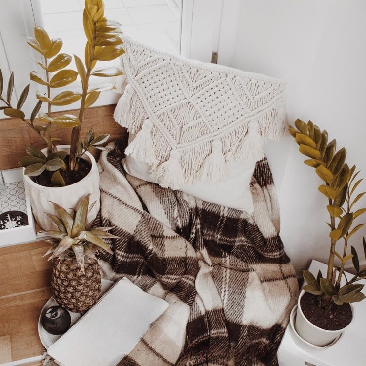 1/2 szt. nordyckie lniane kwadratowe poszewki na poduszki tkane boho poszewki na poduszki 45 x 45 cm beżowe vintage dekoracyjne poszewki na poduszki na sofę wewnątrz