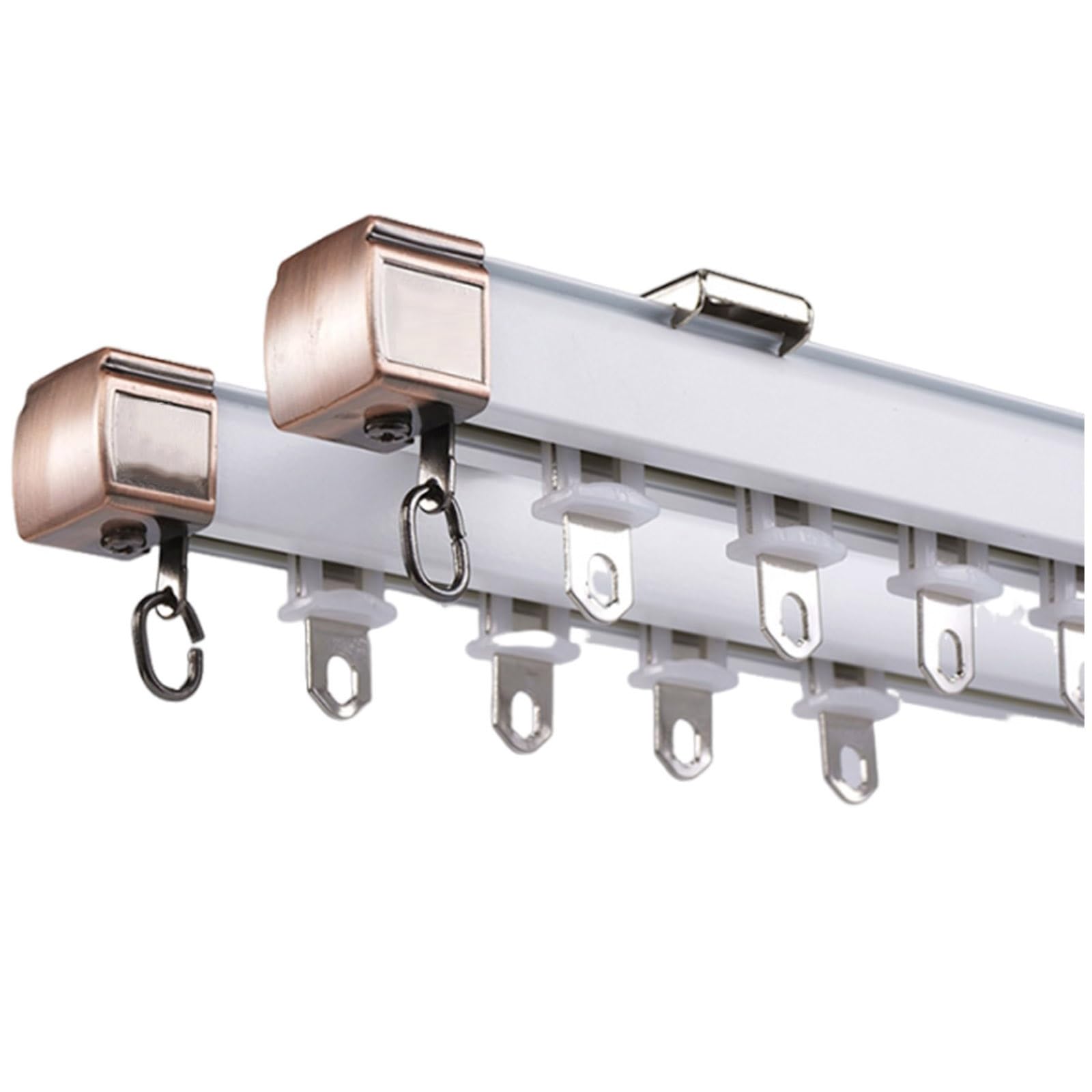 Aluminium Curtain Track, 100cm 200cm 300cm 500cm 600cm Double Curtain Rail, Heavy Duty Curtain Track System Set, For Room Divider (Color : B-Ceiling, Size : 150cm/4.9ft)