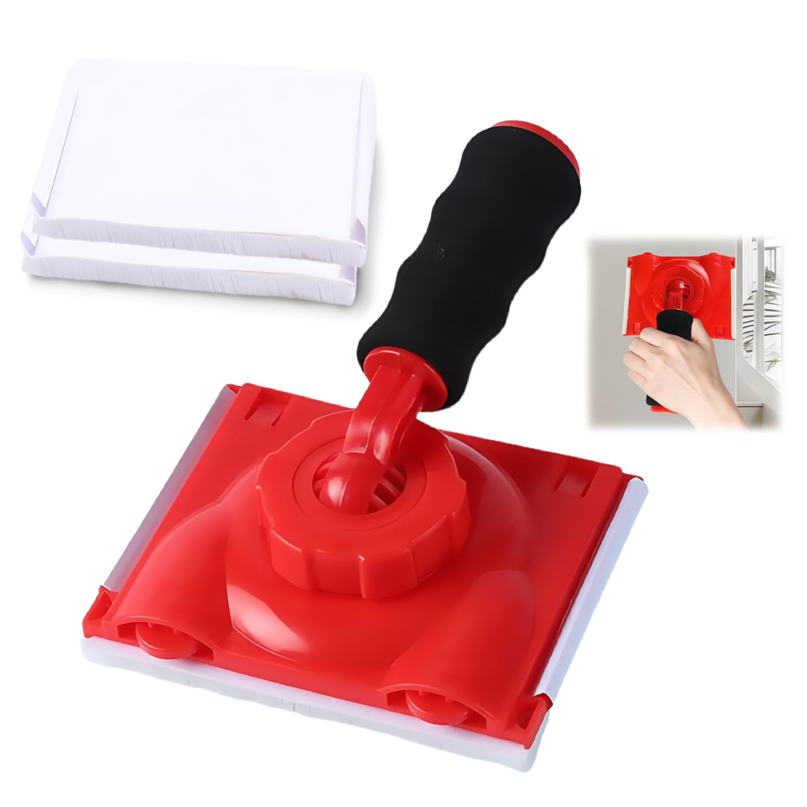 Paint Edge Trimmer Plus 2 Replace Pads, Paint Pad Applicator, Corner Walls and Ceilings Pad Painter, Edge Painting Tool with Painter's Pad Refills for Baseboards, Windows, Doors