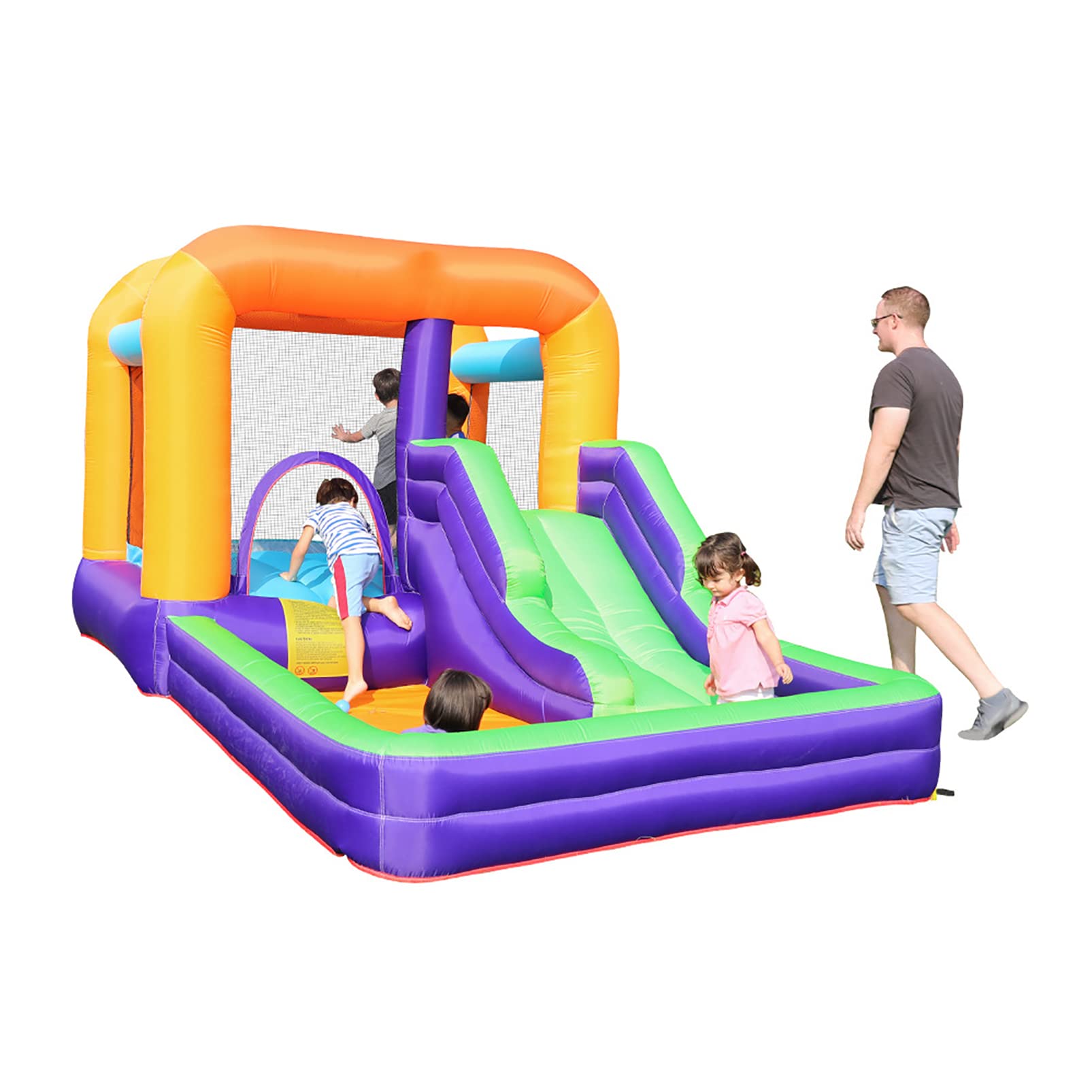 Castillo hinchable, Castillo inflable 4 en 1 con tobogán, parche y estacas