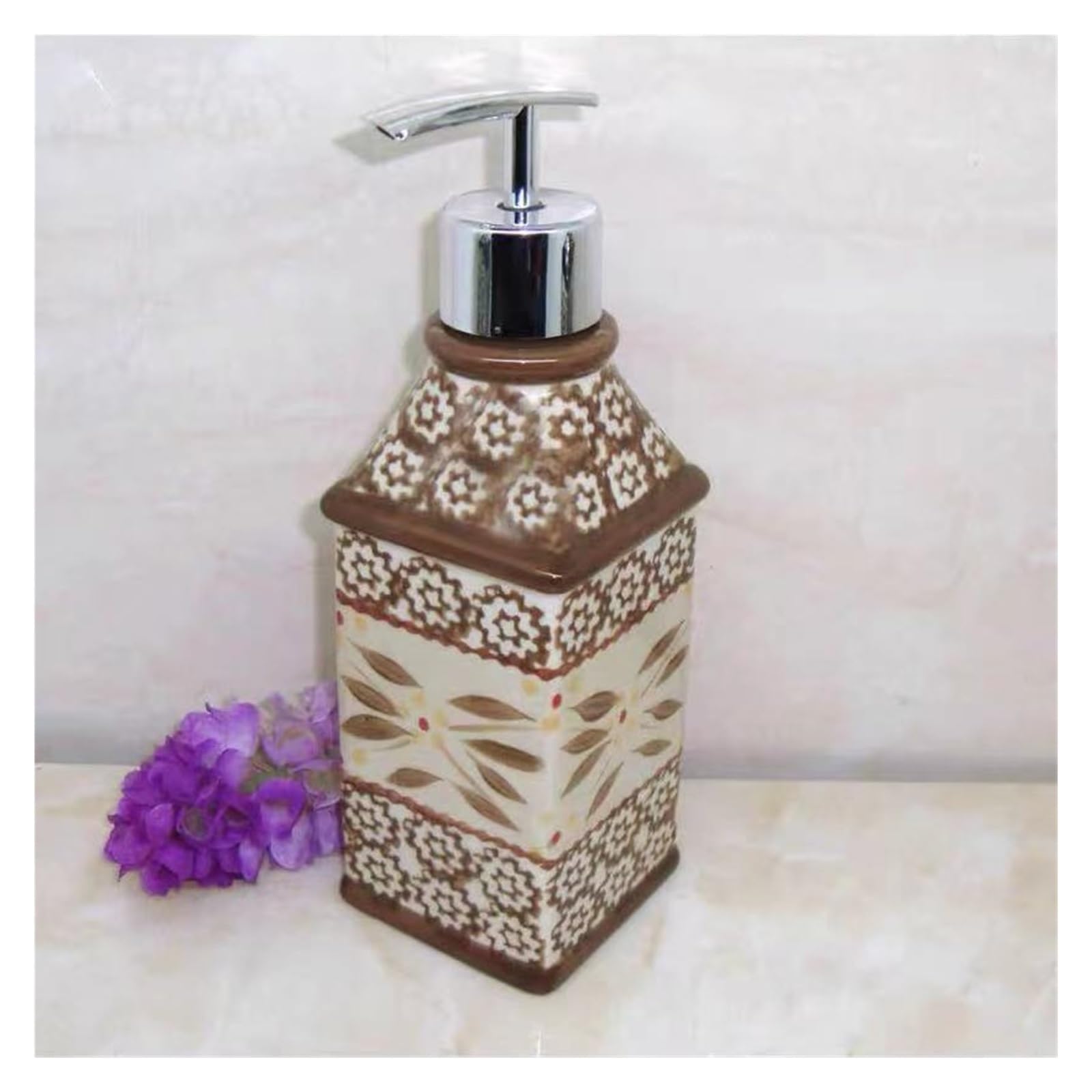 WDSOPK Bathroom accessories Retro Soap Dispenser Ceramic Pump Dispenser Refill Bath Lotion Shower Dispenser with Plastic Pump Head for Bathroom Home & Kitchen (Brown)