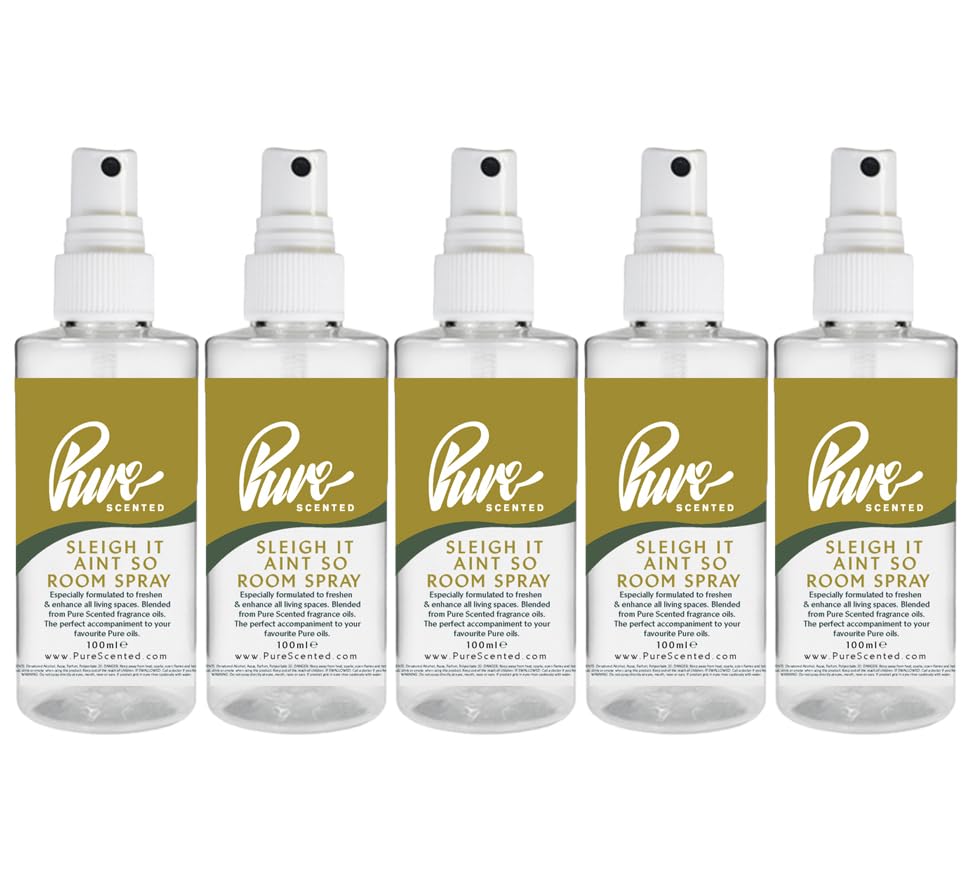 "Pure Scented 500ml Room & Fabric Sprays 5 x 100ml Suitable For Home, Car, Caravan, Work, Gym Bags, Odour Eliminators (5 x 100ml, Sleigh It Aint So)"