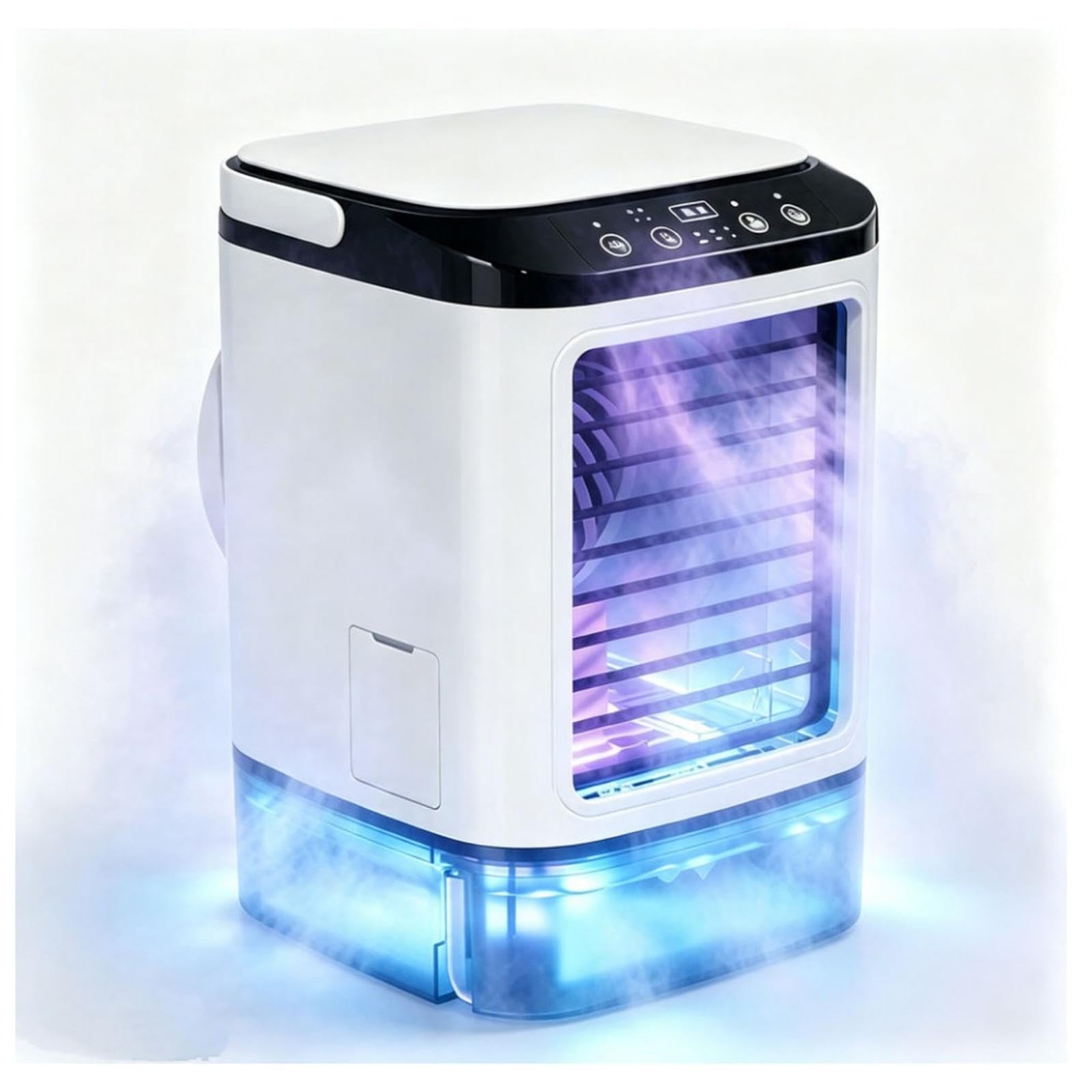 900ml Aria Condizionata, Serbatoio da 900ml,con Ghiacciaia,3 in 1 Condizionatori Portatili Senza Tubo 2 Modalità di Nebbia, 7 Luci Colorate Adatto Per La Casa E L'Ufficio