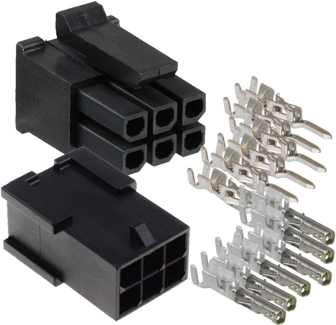 Molex Micro-Fit 3.0™ Dual Row (6 Circuits) Male & Female Receptacle Plug, w/Terminal sockets, (Pack of 3 Complete Set)