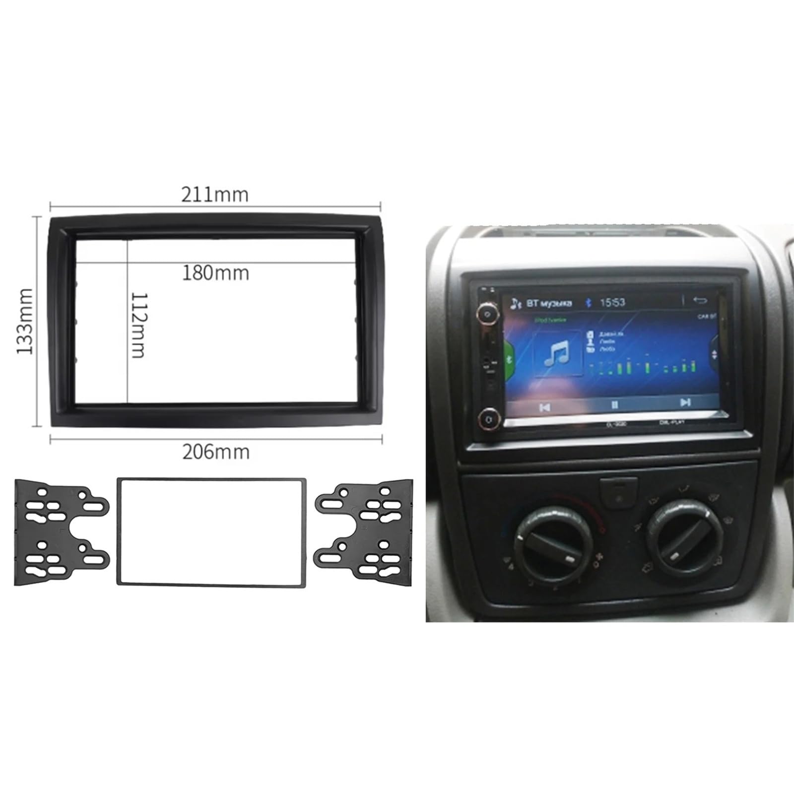 Kit Instalación Marco Radio Coche Doble 2 DIN Radio Fascia CD DVD Audio Kit De Montaje Tablero Adaptador Molduras Marcos para Peugeot Boxer 2006+
