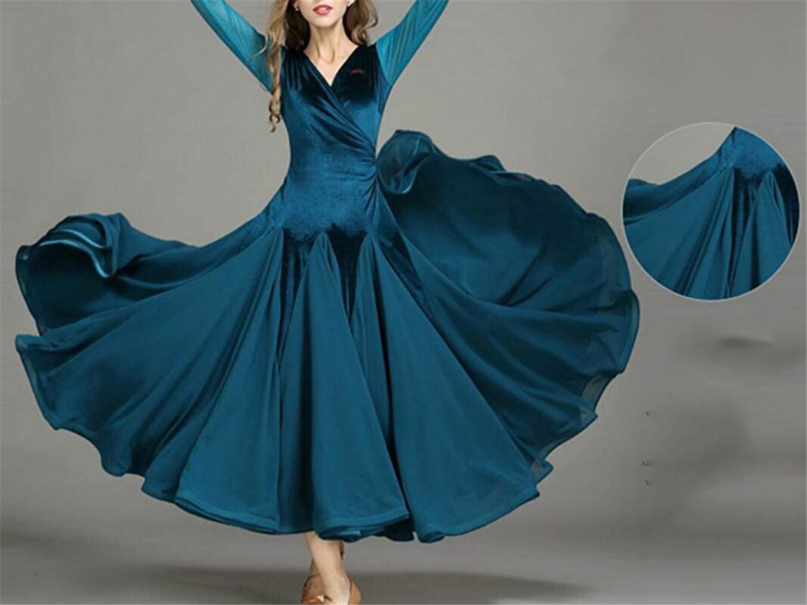 Female Salón De Baile Vestido De Baile Estándar Tango Waltz Disfraces De Manga Larga Danza Vestidos De Competición De Baile Moderno Trajes De La Etapa De Baile