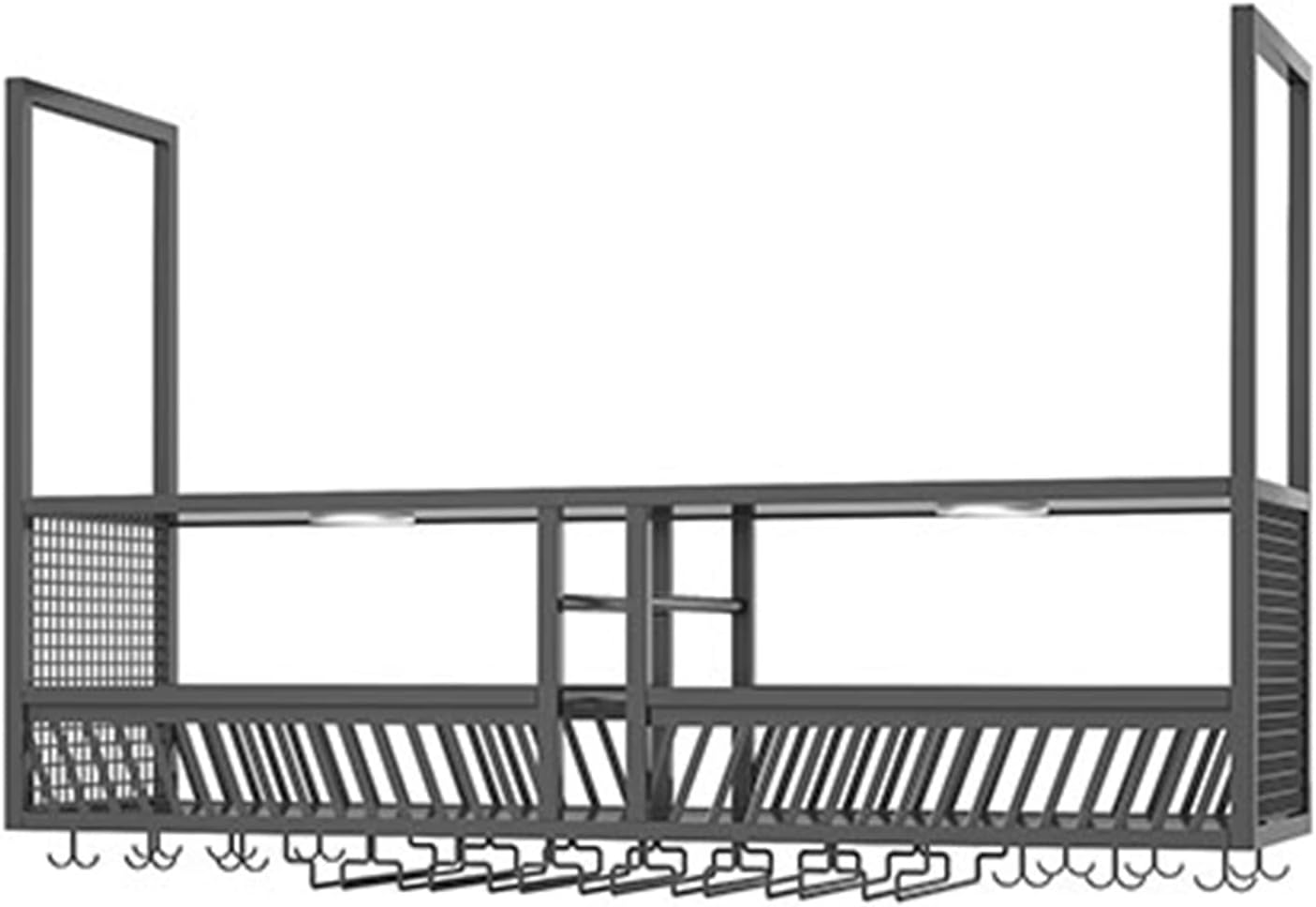 LUNEZY Ceiling Wine Rack Plant Rack American Vintage Wine Rack LOFT Retro Indoor Plant Rack European Wall Mounted Plant Rack Hanging Wine Rack (Color : Black, Size : 120X30X80CM)