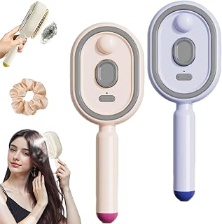 Electric Spray Air Cushion Brush, Electric Steam Brush for Hair, Hair Brush with Water Spray, Rechargeable Portable Cordless Hair Tool for Frizz Control and Smooth Styling (2Sets Pink+Purple)