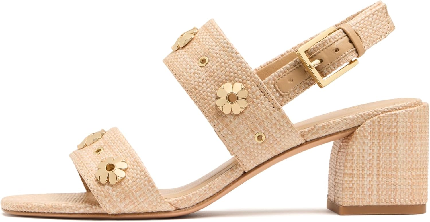 kate spade new york Women's Spade Flower Stud Block Heel Sandal